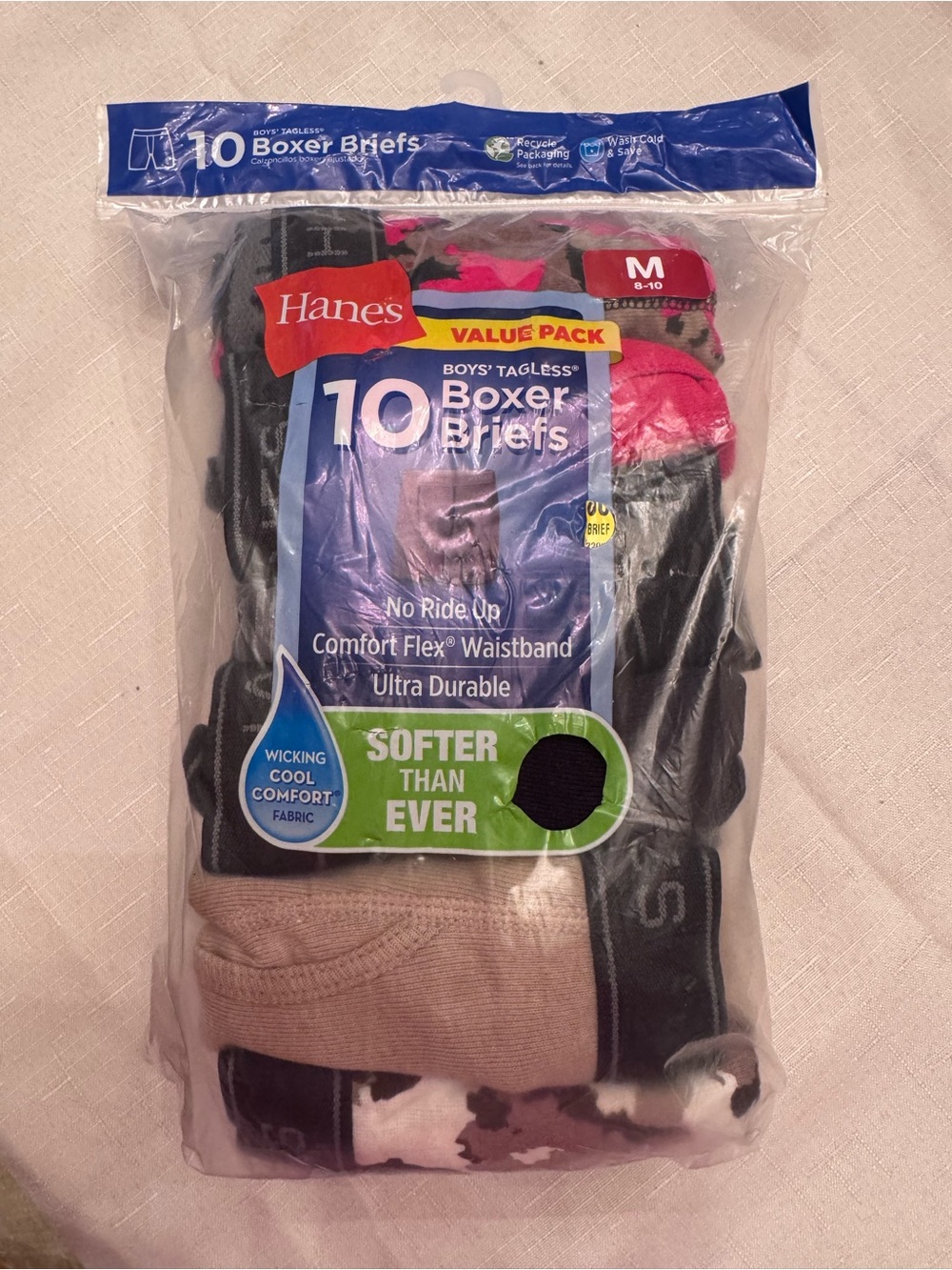 Hanes Boys' 10-Pack Tagless Boxer Briefs NEW